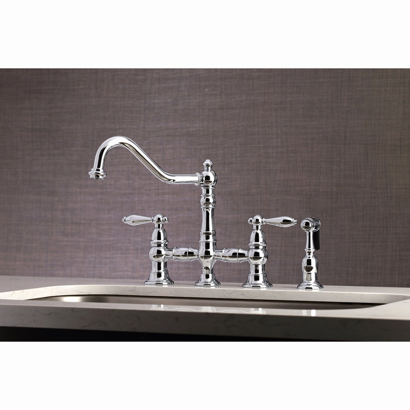 Kingston Brass Restoration Bridge Faucet with Side Spray & Reviews